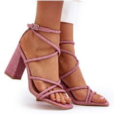 Sandály na podpatku s pásky Růžová velikost 40