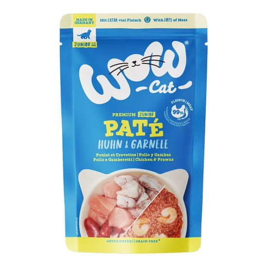 Wow Cat kapsička Paté Kuře s krevetami Kitten/Junior 125g