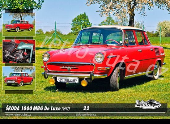 RETRO-AUTA© Pohlednice č. 22 - ŠKODA 1000MBG De Luxe (1967)