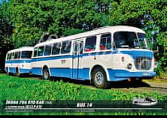 RETRO-AUTA© Pohlednice BUS č. 14 - ŠKODA 706 RTO KAR (1968) s vlečným vozem JELCZ P-01E