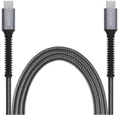 FIXED odolný nabíjecí a datový kabel Armor USB-C - USB-C, 2m, USB 2.0, PD 240W, šedá