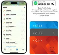 FIXED Smart tracker Tag Card s podporou Find My, bezdrátové nabíjení, černá