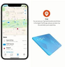 FIXED Smart tracker Tag Card s podporou Find My, bezdrátové nabíjení, modrá