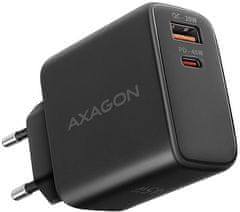 AXAGON síťová nabíječka ACU-PQ45, USB-A, USB-C, PD3.0/PPS/QC4+/SFC 2.0/AFC/Apple, 45W, černá