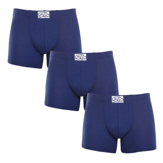 Styx 3PACK pánské boxerky long klasická guma tmavě modré (3F0968)