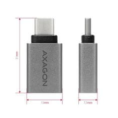 AXAGON RUCM-AFA, redukce USB-C (M) -> USB-A (F), USB 3.2 Gen 2, 3A, ALU