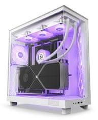 NZXT skříň H6 Flow RGB dvoukomorová / MidT / 3x120mm RGB fan / 2xUSB 3.2 / USB-C / prosklená / bílá