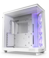 NZXT skříň H6 Flow RGB dvoukomorová / MidT / 3x120mm RGB fan / 2xUSB 3.2 / USB-C / prosklená / bílá