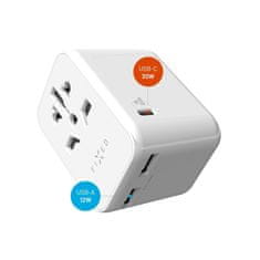 FIXED Voyager nabíječka pro EU/UK/US/AUS, s USB-C a 2xUSB výstupem, 30W