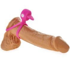 XSARA Vibrační erekční kroužek na penis a varlata s jazýčkem na klitoris - 71656229