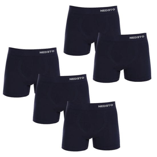 Nedeto 5PACK pánské boxerky bezešvé bambusové modré (5NDTB002S)