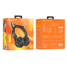 Borofone Bezdrátová sluchátka BO18 Cat Ear černá
