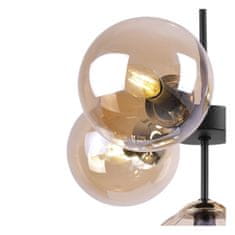 LIGHT FOR HOME Černozlaté kuchyňské závěsné svítidlo s regulací délky a medovými průhlednými stínidly"IMPERIA", 4x40W, E14, Černá