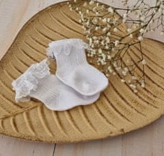Z&Z Kojenecké ponožky s krajkovým volánkem bavlna, bílé, 0-6m