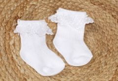 Z&Z Kojenecké ponožky s krajkovým volánkem bavlna, bílé, 0-6m