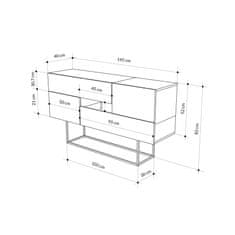 Houseland Komoda EROS 145 cm dub safírový/bílá