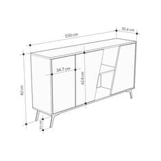 Houseland Komoda FIONA 150 cm bílá/dub safírový