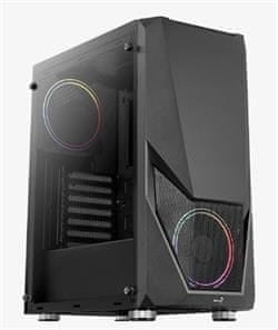 Aerocool Zauron, skříň Mid Tower, bez zdroje, ATX, 2xUSB 2.0, 2xUSB 3.0, černá, RGB