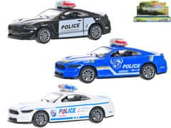 Auto policejní 11 cm 1:36 kov na zpětný chod (bílá, modrá, černá)