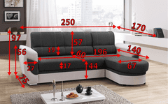 IDZCZAK MEBLE Rohová sedací souprava TRENDI L 250 cm černá/bílá eko kůže levá