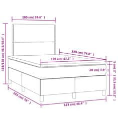 Vidaxl Box spring postel s matrací a LED bílá 120 x 190 cm umělá kůže