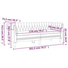 Vidaxl Chesterfield pohovka 3místná tmavě šedá textil