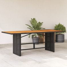 Greatstore Zahradní stůl s akáciovou deskou černý 190x80x74 cm polyratan