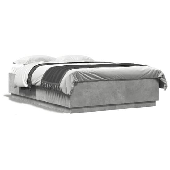 shumee Rám postele s LED osvětlením betonově šedý 120x200 cm kompozit