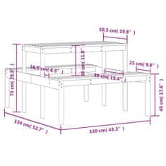 Petromila Piknikový stůl 110 x 134 x 75 cm impregnovaná borovice