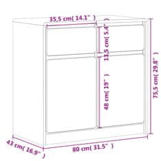 Vidaxl Příborník SAUDA dub 80 x 43 x 75,5 cm masivní borové dřevo