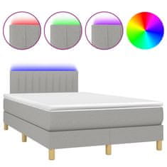 shumee Box spring postel s matrací a LED světle šedá 120x190 cm textil