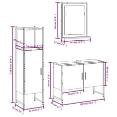 Vidaxl 3dílný set koupelnových skříněk dub sonoma kompozitní dřevo