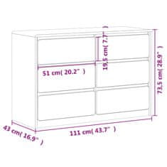 Vidaxl Zásuvková komoda SAUDA dub 111x43x73,5 cm masivní borové dřevo