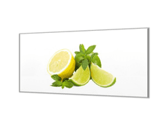 Glasdekor Ochranná deska ovoce limety, citron a máta - Ochranná deska: 40x60cm, Lepení na zeď: S lepením na zeď