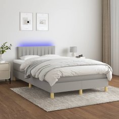 shumee Box spring postel s matrací a LED světle šedá 120x190 cm textil