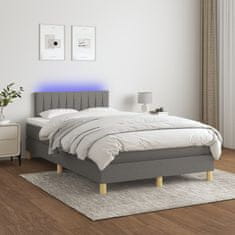 shumee Box spring postel s matrací a LED tmavě šedá 120x190 cm textil