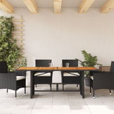 Greatstore Zahradní stůl s akáciovou deskou černý 190x80x74 cm polyratan