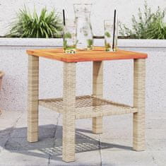 Greatstore Zahradní stolek béžový 40 x 40 x 42 cm polyratan akáciové dřevo