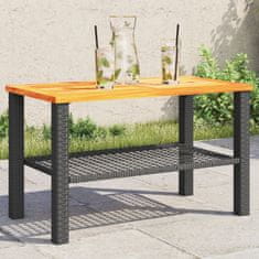 shumee Zahradní stolek černý 70 x 38 x 42 cm polyratan akáciové dřevo