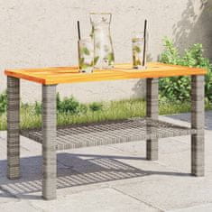 Greatstore Zahradní stolek šedý 70 x 38 x 42 cm polyratan akáciové dřevo