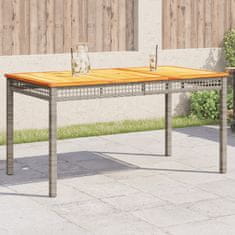 Greatstore Zahradní stůl šedý 140 x 80 x 75 cm polyratan akáciové dřevo