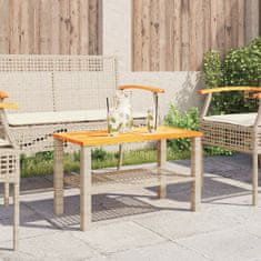 Greatstore Zahradní stolek béžový 70 x 38 x 42 cm polyratan akáciové dřevo