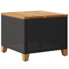 shumee Zahradní stolek černý 45 x 45 x 37 cm polyratan akáciové dřevo