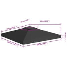 Vidaxl Dvojitá střecha na altán 310 g/m² 3 x 3 m černá