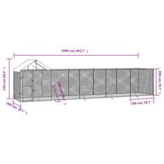 Vidaxl Venkovní psí kotec se střechou stříbrný 10 x 2 x 2,5 m ocel