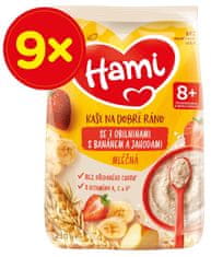 Hami mléčná kaše se 7 obilninami s banánem a jahodami 9x210g