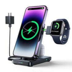 Joyroom JR-WQS02 bezdrátová nabíječka na iPhone / Apple Watch / AirPods, černá