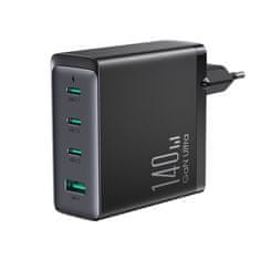 shumee GaN rychlonabíječka 140W 3x USB-C USB-A + USB-C kabel 240W 1,2m černá