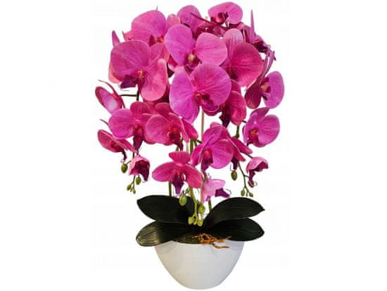 sarcia.eu Umělá orchidejová orchidej v květináči, růžová, realistická, 3 výhonky 53 cm