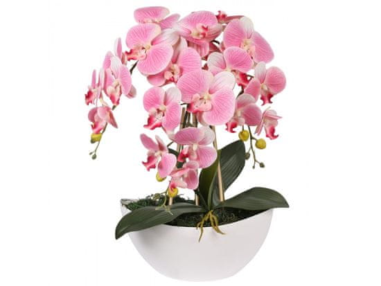 sarcia.eu Umělá orchidejová orchidej v květináči, světle růžová, živá, 3 výhonky 53 cm